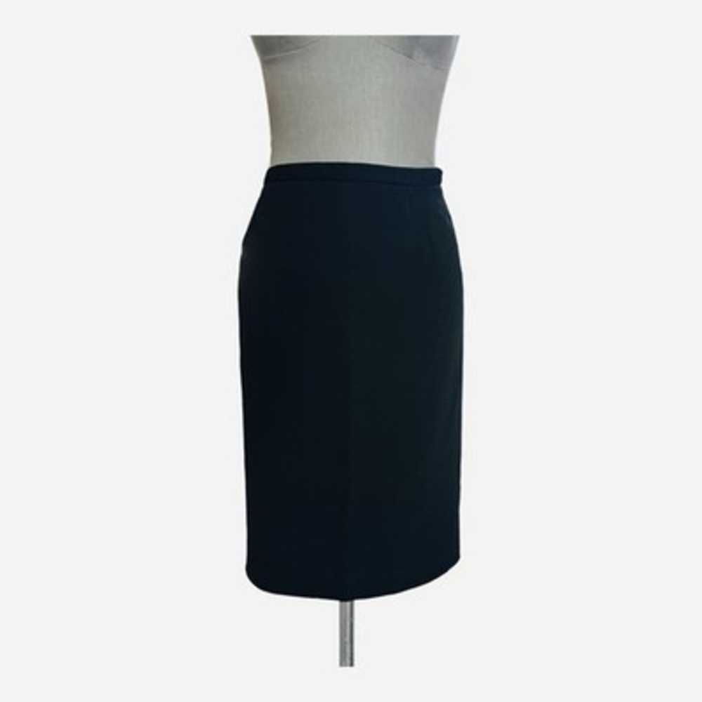 Jones New York Black Pencil Skirt Knee Length Pleated Back Slit Women's Size 10 - Picture 5 of 7